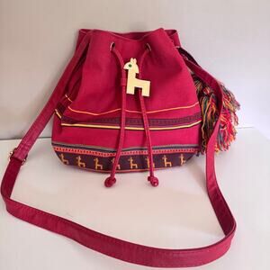 Loungefly Disney The Emperor's New Groove Red Canvas Bucket Bag Llama BoxLunch